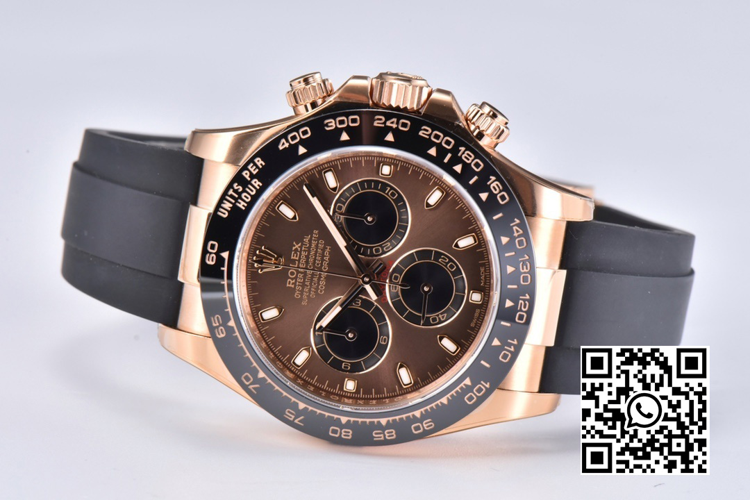 Rolex Daytona 116515 RG Clean Factory 1:1 Best Edition Black Ceramic Bezel Brown Stick Dial