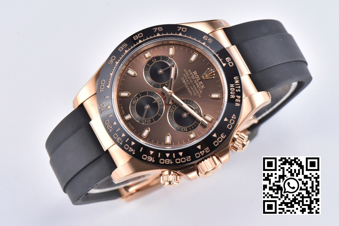 Rolex Daytona 116515 RG Clean Factory 1:1 Best Edition Black Ceramic Bezel Brown Stick Dial