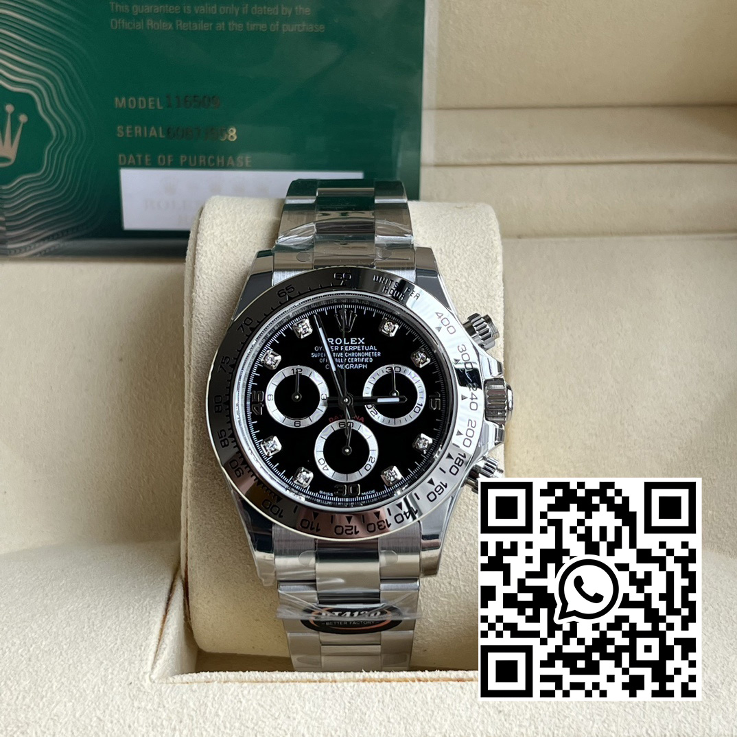 Rolex Daytona 116509 BT Factory 1:1 Best Edition 904L SS Case and Bracelet Black Diamonds Dial