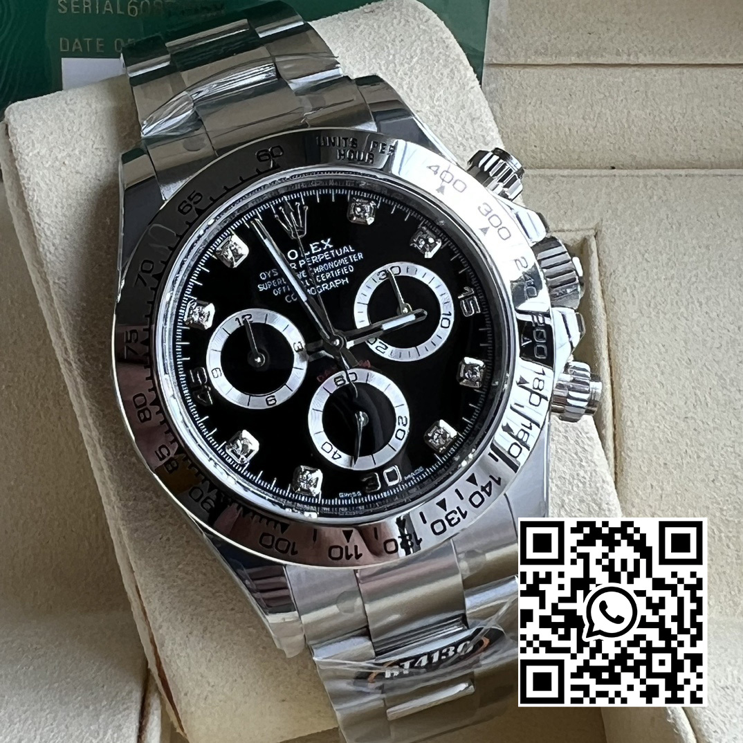 Rolex Daytona 116509 BT Factory 1:1 Best Edition 904L SS Case and Bracelet Black Diamonds Dial