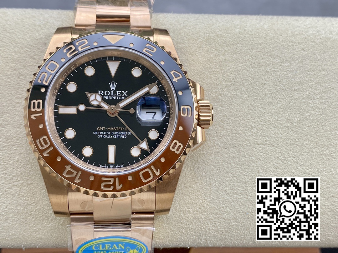 Rolex GMT-Master II 126715 CHNR Black/Brown Ceramic Clean Factory 1:1 Best Edition on RG Bracelet DD3285