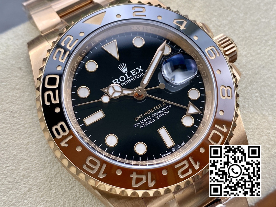 Rolex GMT-Master II 126715 CHNR Black/Brown Ceramic Clean Factory 1:1 Best Edition on RG Bracelet DD3285