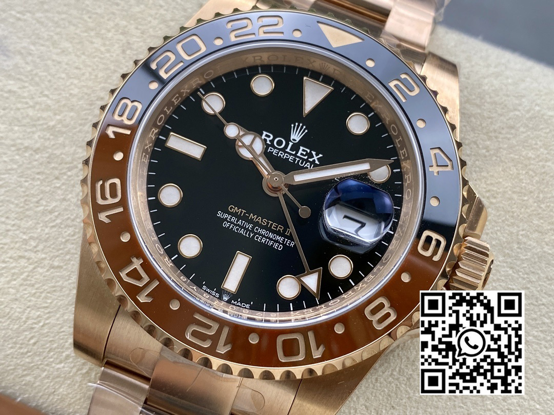 Rolex GMT-Master II 126715 CHNR Black/Brown Ceramic Clean Factory 1:1 Best Edition on RG Bracelet DD3285