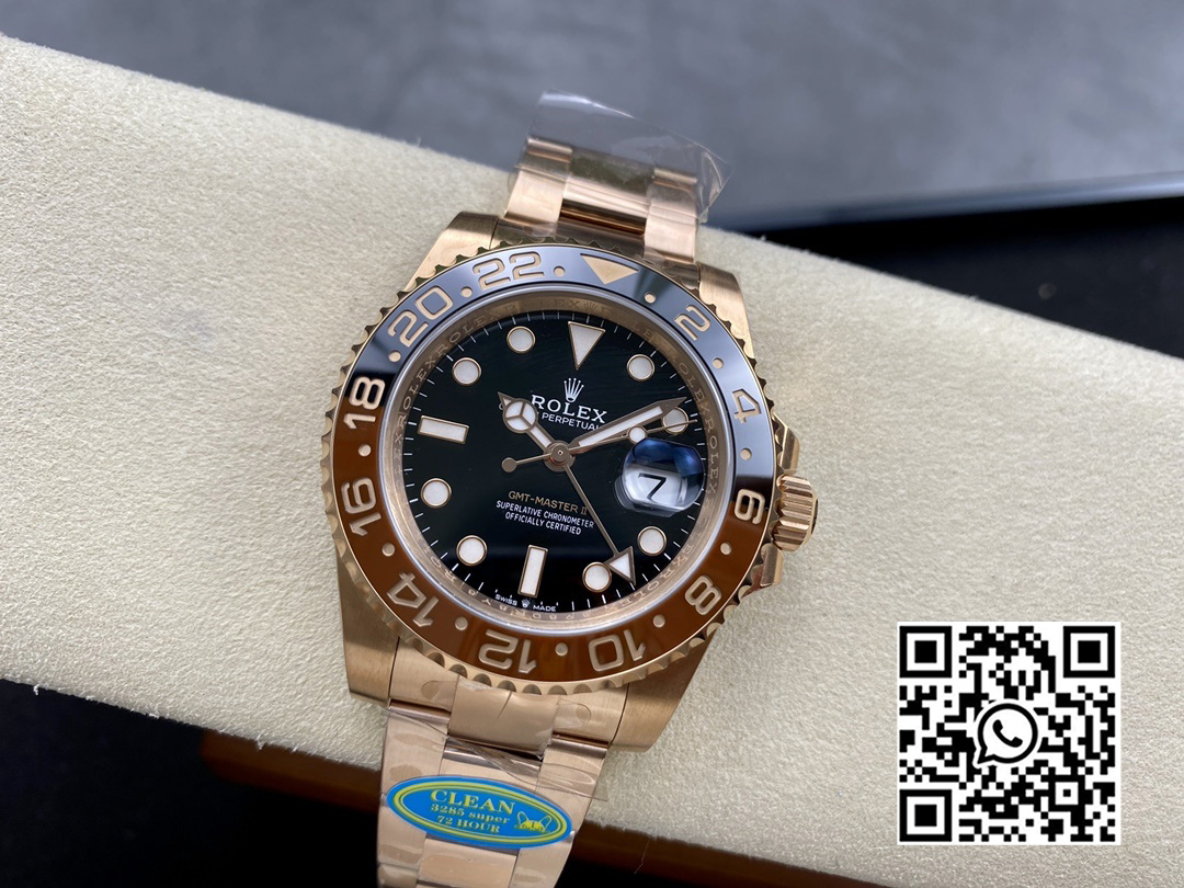 Rolex GMT-Master II 126715 CHNR Black/Brown Ceramic Clean Factory 1:1 Best Edition on RG Bracelet DD3285