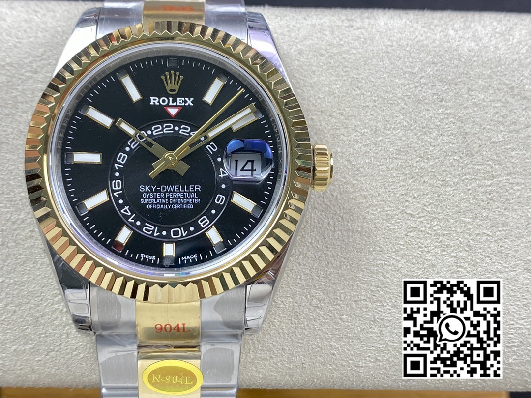 Rolex Skydweller 326933 SS/YG Noob Factory 1:1 Best Edition Black Dial