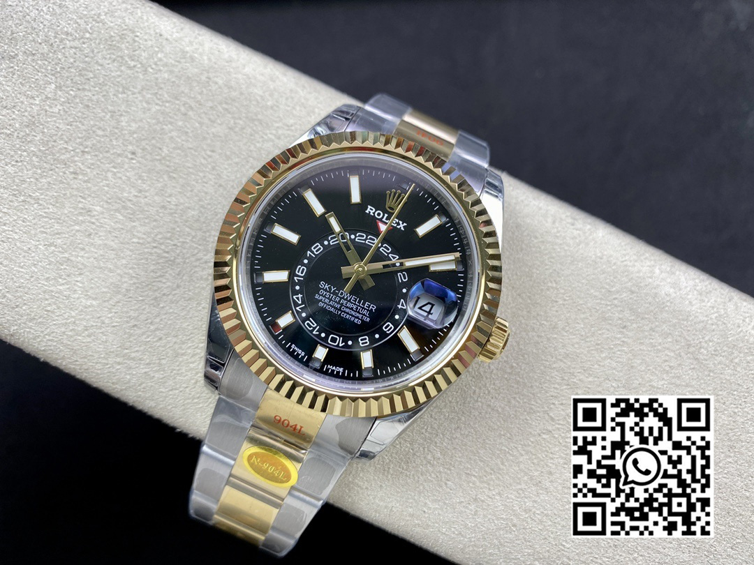 Rolex Skydweller 326933 SS/YG Noob Factory 1:1 Best Edition Black Dial