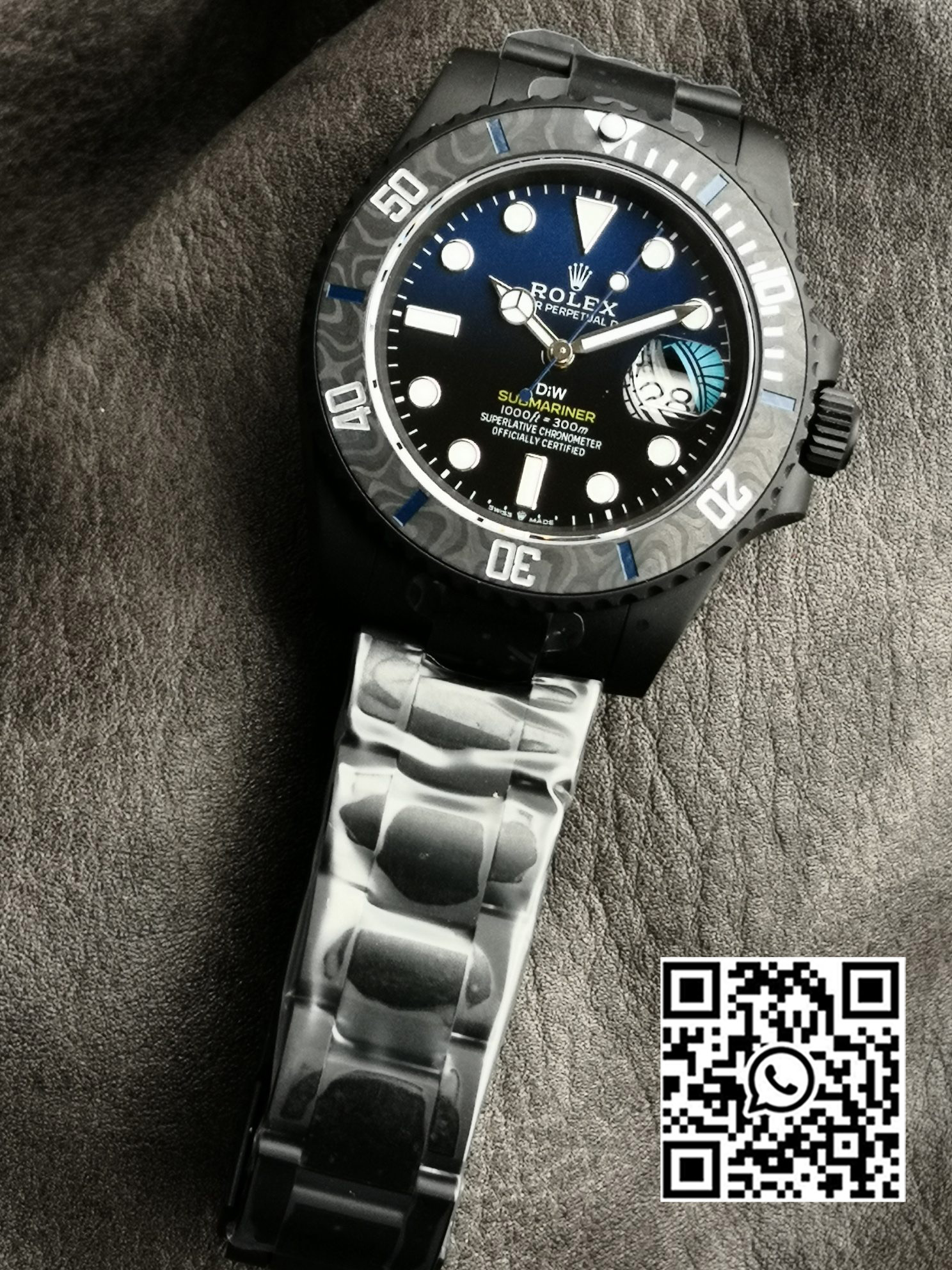 Rolex Submariner DIW DLC Sandblasted VS Factory 1:1 Best Edition Black/Blue Dial