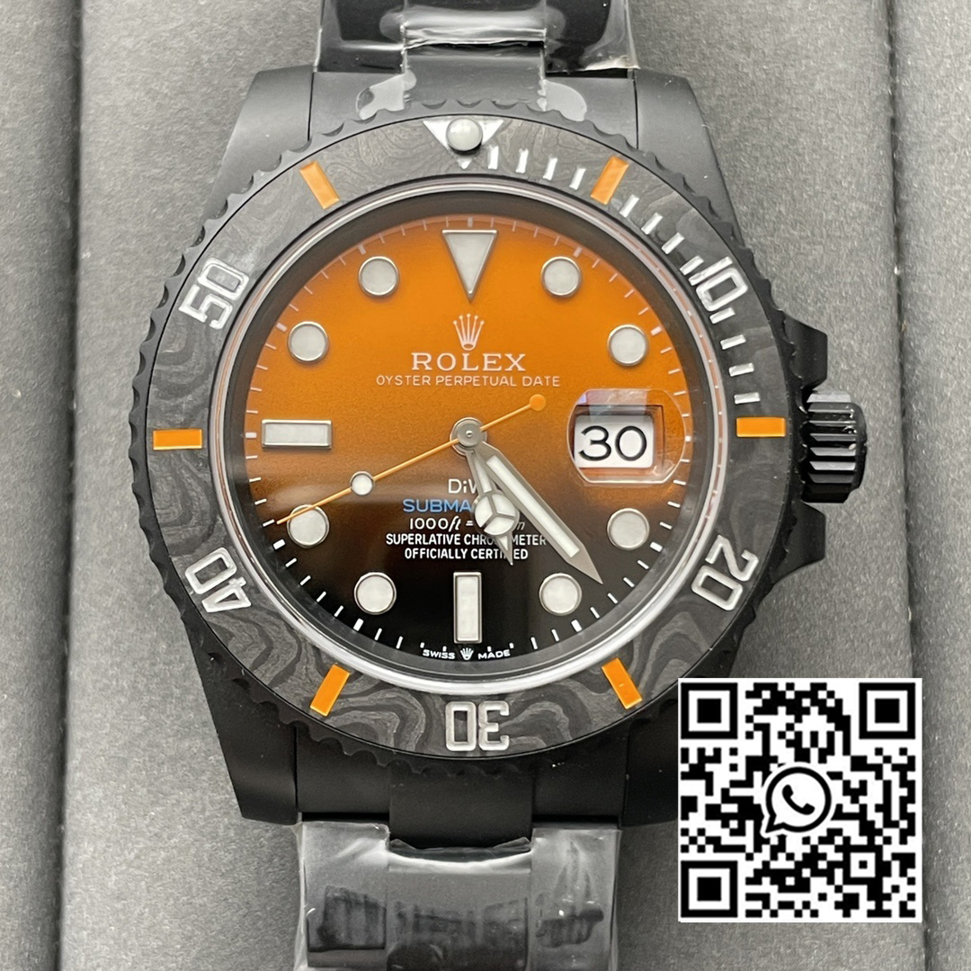 Rolex Submariner DIW DLC VS Factory 1:1 Best Edition Black/Orange Dial