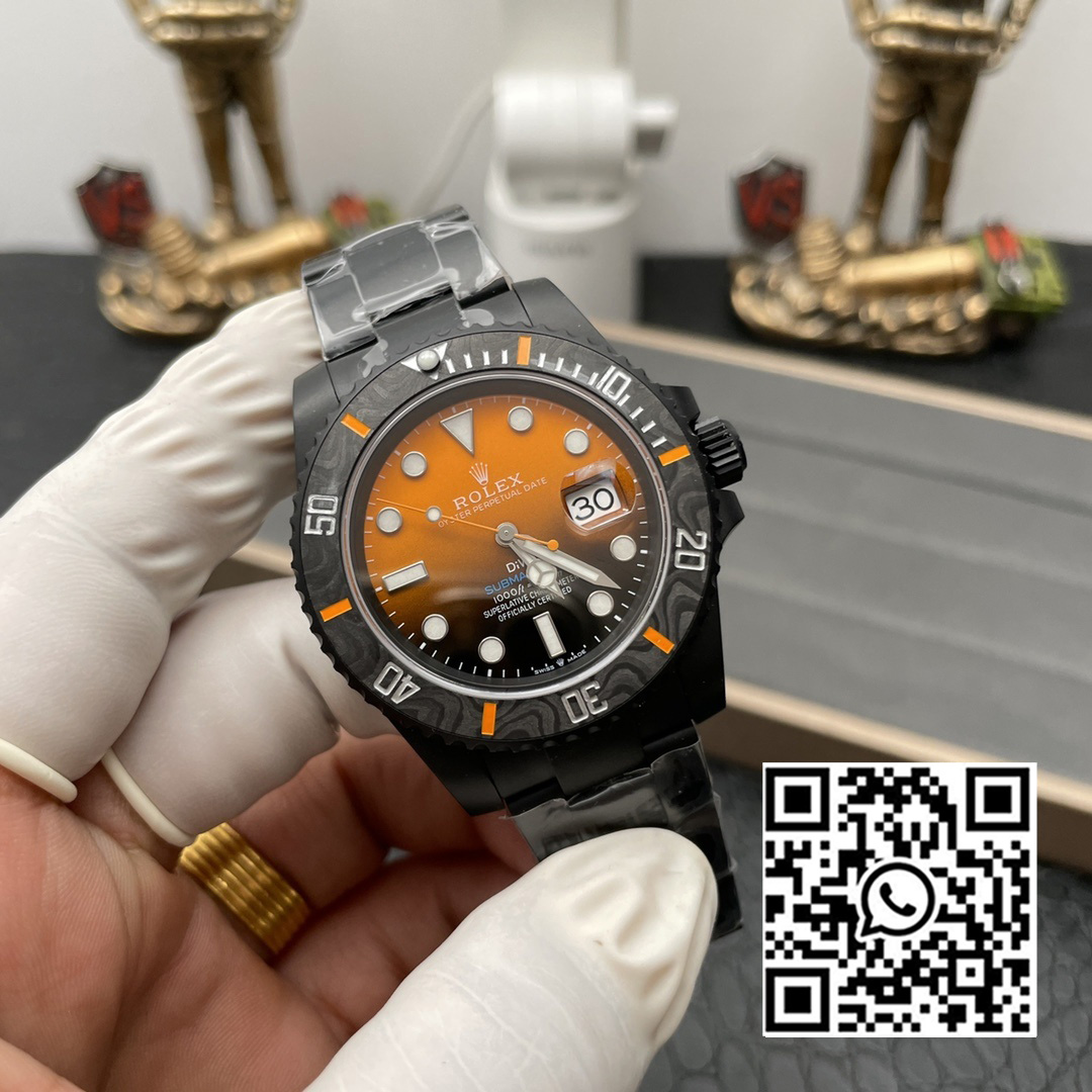 Rolex Submariner DIW DLC VS Factory 1:1 Best Edition Black/Orange Dial