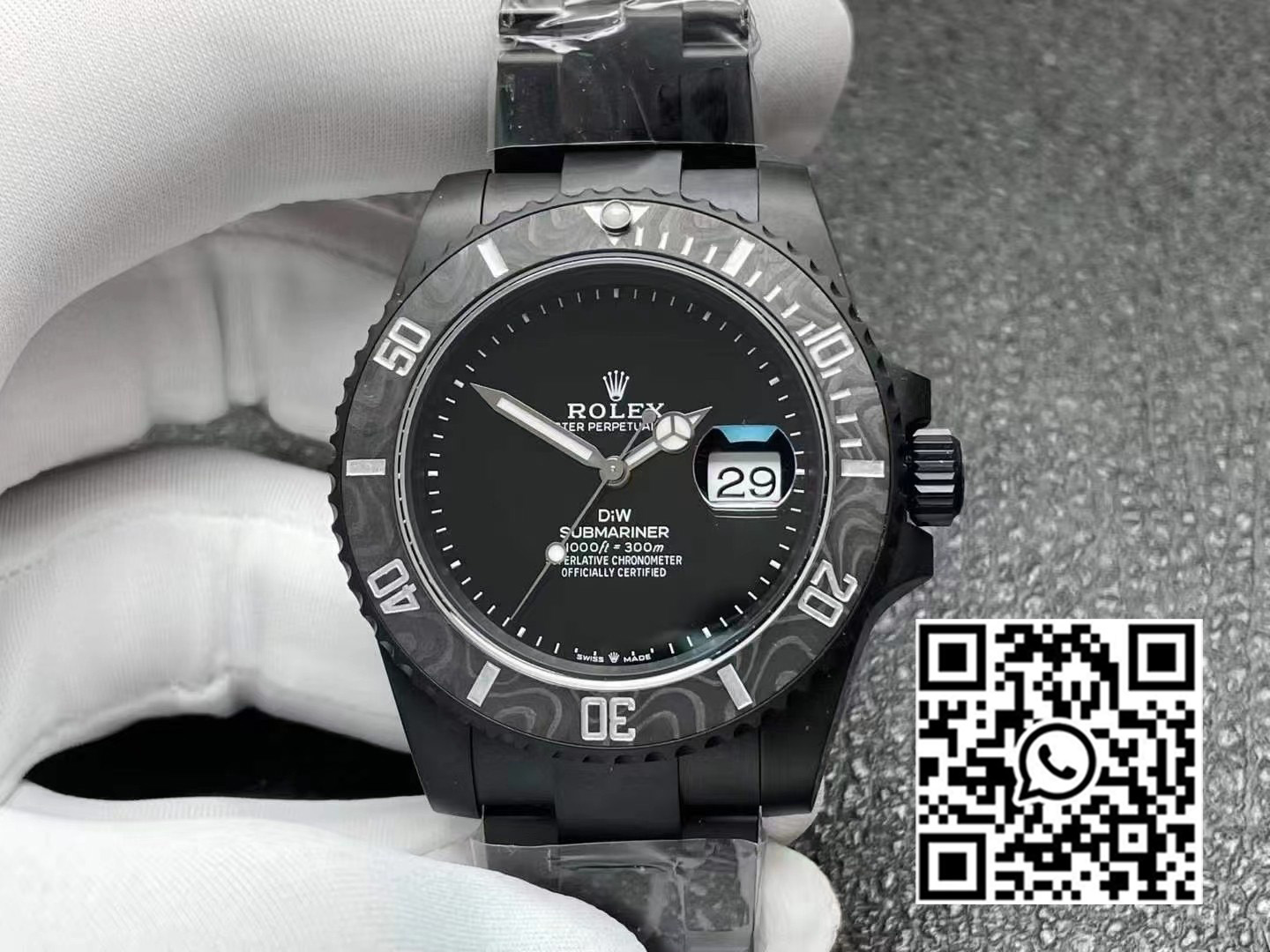 Rolex Submariner DIW No Markers DLC VS Factory 1:1 Best Edition Black Dial