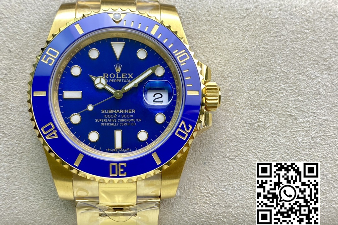 Rolex Submariner 40mm 116618 LB Blue Ceramic YG Plated 904L Steel VS Factory 1:1 Best Edition VS3135