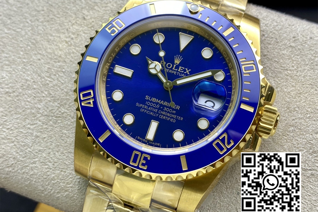 Rolex Submariner 40mm 116618 LB Blue Ceramic YG Plated 904L Steel VS Factory 1:1 Best Edition VS3135