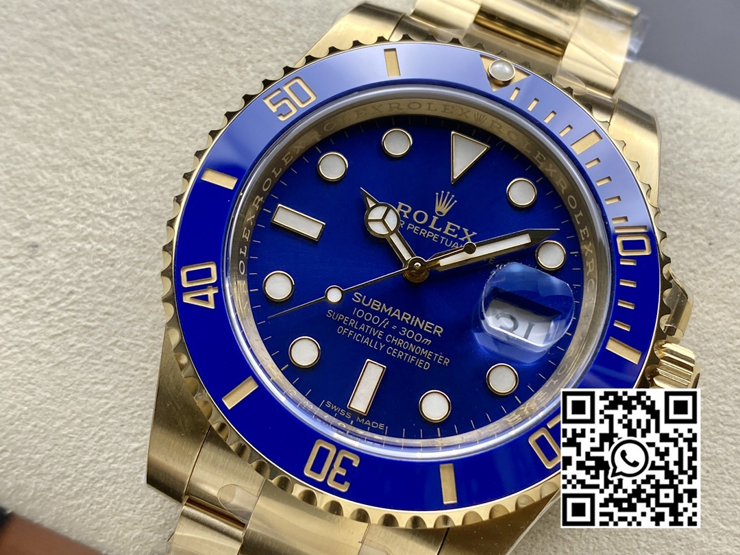 Rolex Submariner 116618 LB Blue Ceramic YG Plated 904L Steel Clean Factory 1:1 Best Edition VS3135