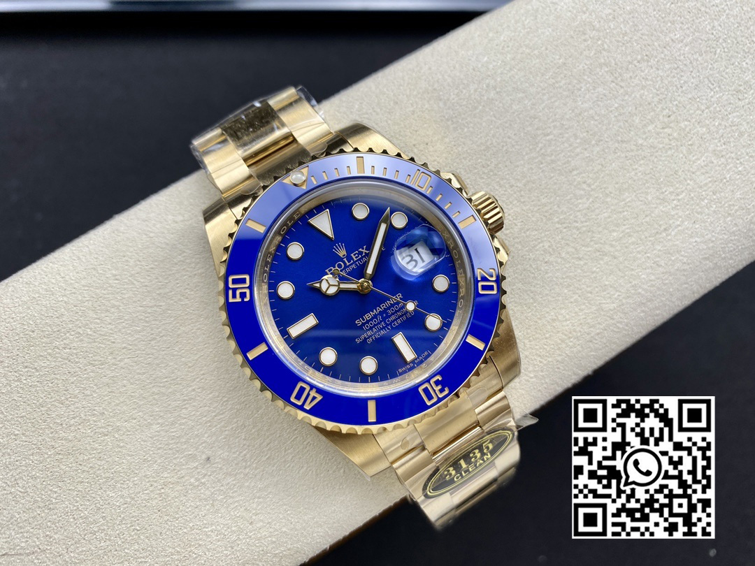 Rolex Submariner 116618 LB Blue Ceramic YG Plated 904L Steel Clean Factory 1:1 Best Edition VS3135