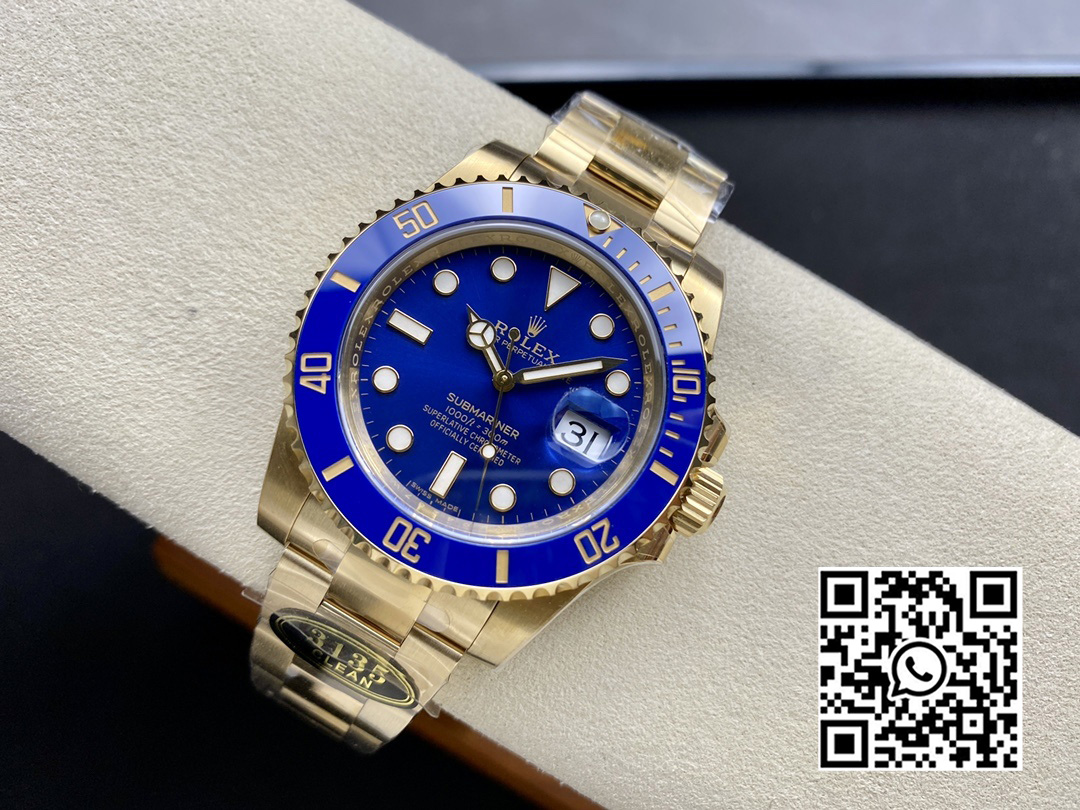 Rolex Submariner 116618 LB Blue Ceramic YG Plated 904L Steel Clean Factory 1:1 Best Edition VS3135