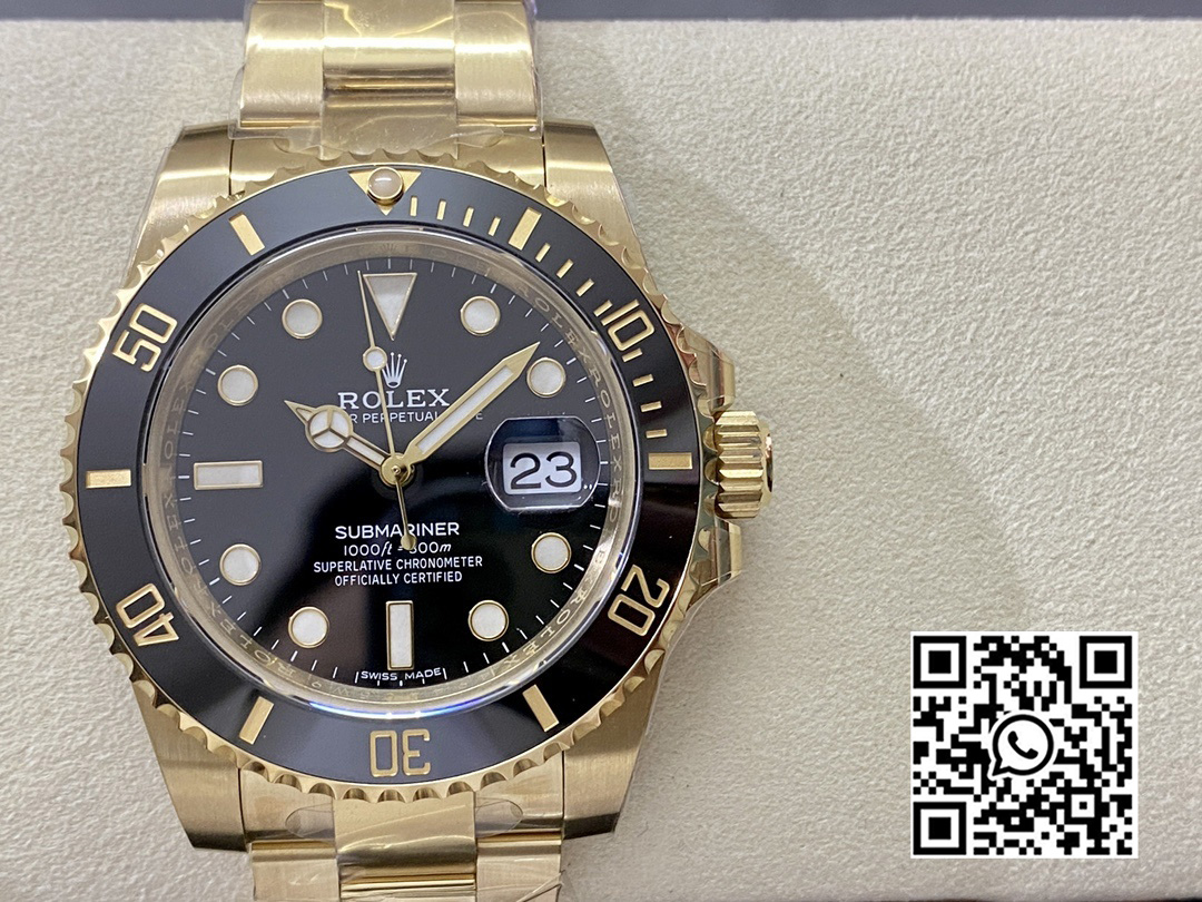 Rolex Submariner 116618 LN Black Ceramic YG Plated 904L Steel Clean Factory 1:1 Best Edition VS3135