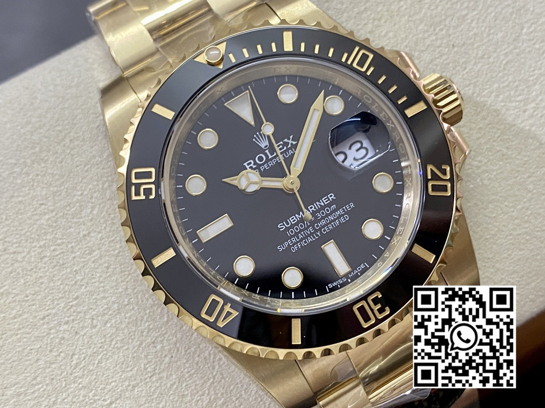 Rolex Submariner 116618 LN Black Ceramic YG Plated 904L Steel Clean Factory 1:1 Best Edition VS3135