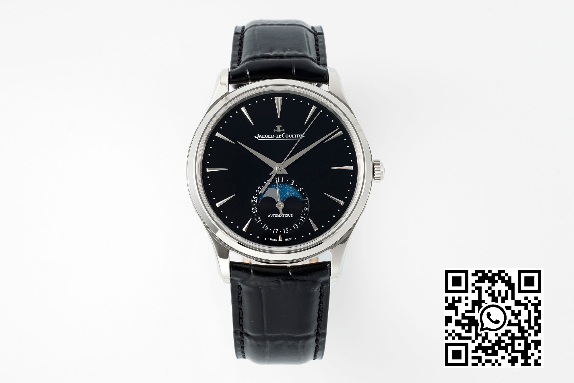 Jaeger-LeCoultre Master Ultra Thin Moon 1368471 SS APS Factory 1:1 Best Edition Black Dial