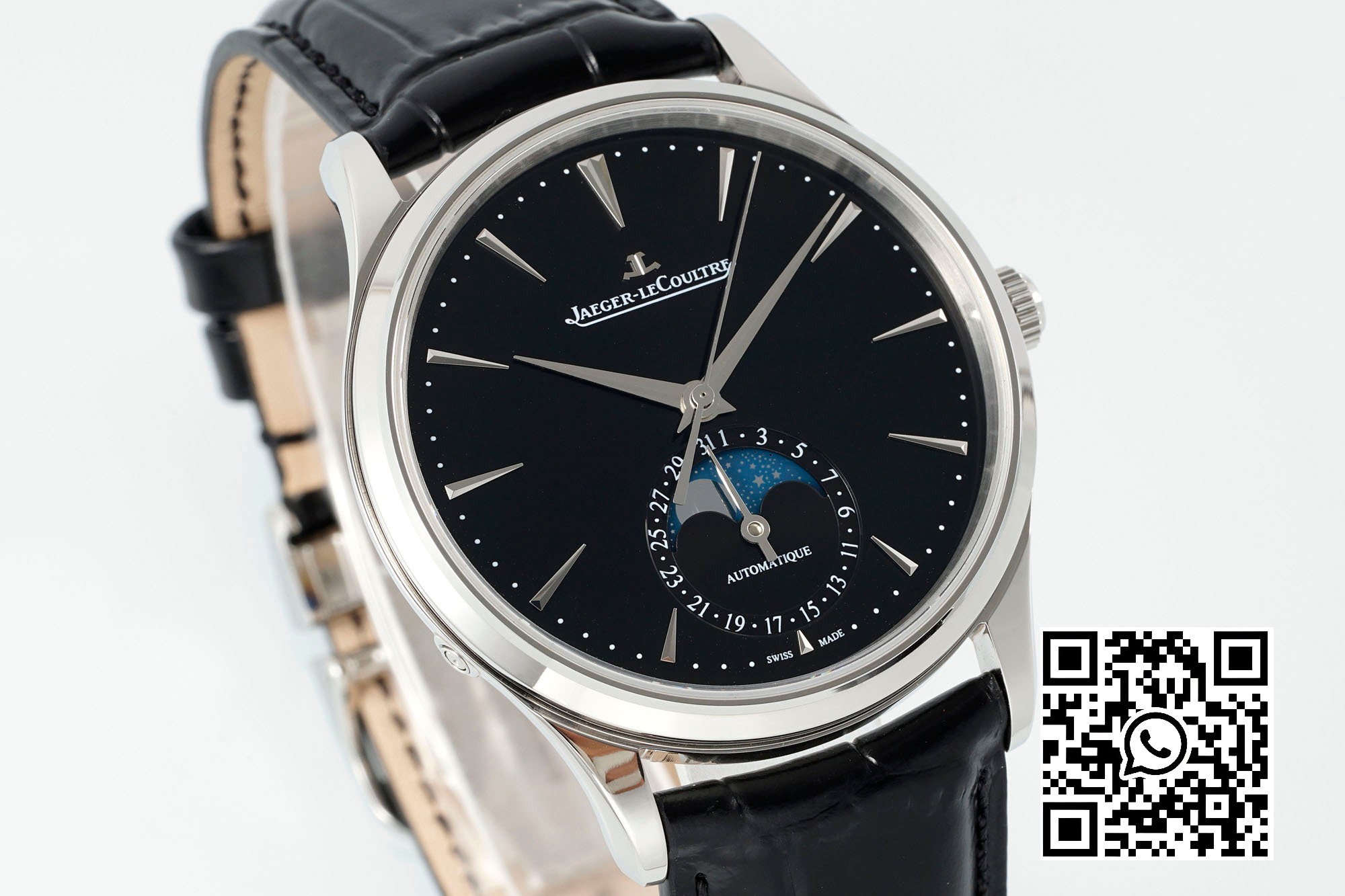 Jaeger-LeCoultre Master Ultra Thin Moon 1368471 SS APS Factory 1:1 Best Edition Black Dial