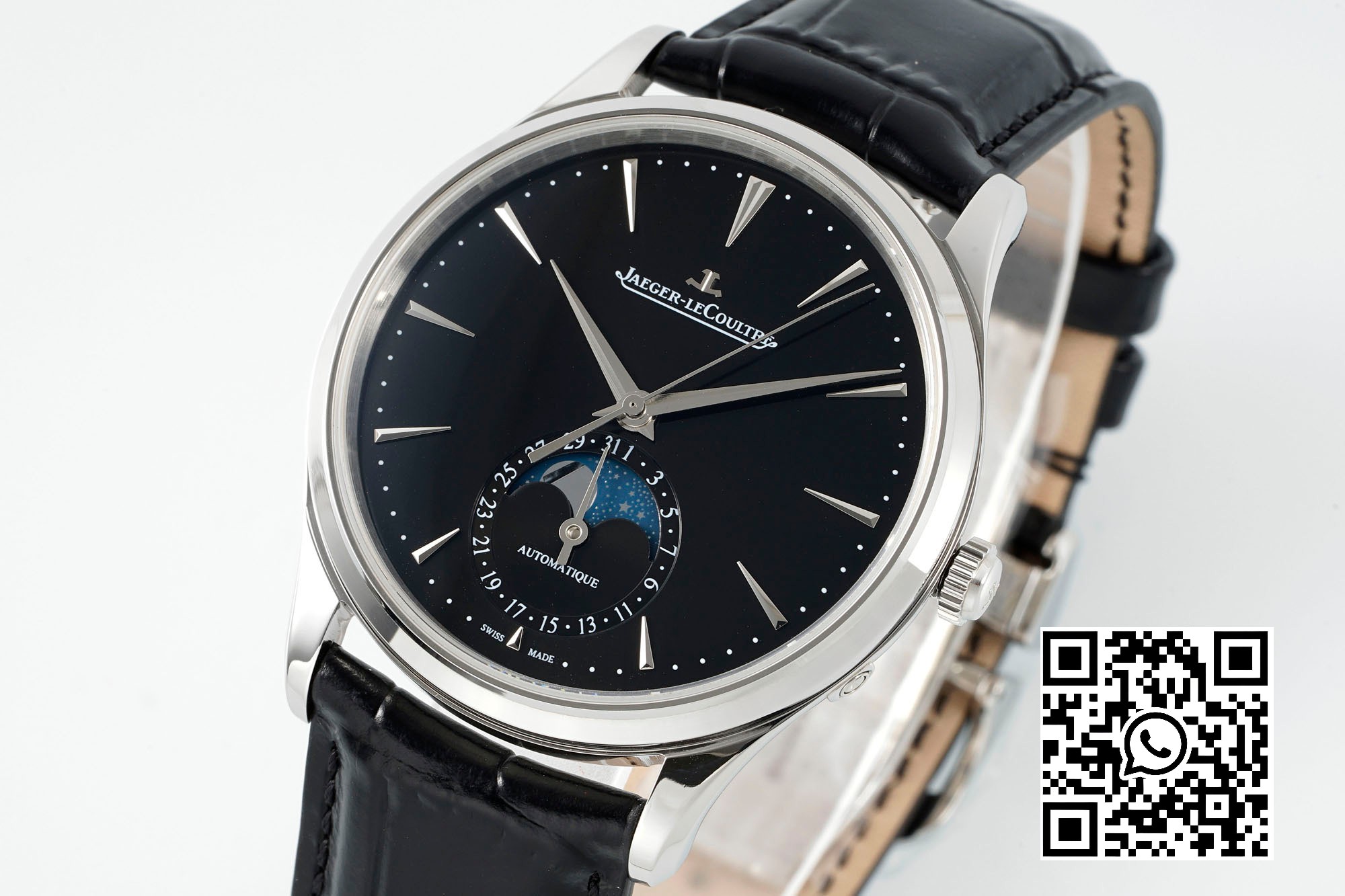 Jaeger-LeCoultre Master Ultra Thin Moon 1368471 SS APS Factory 1:1 Best Edition Black Dial