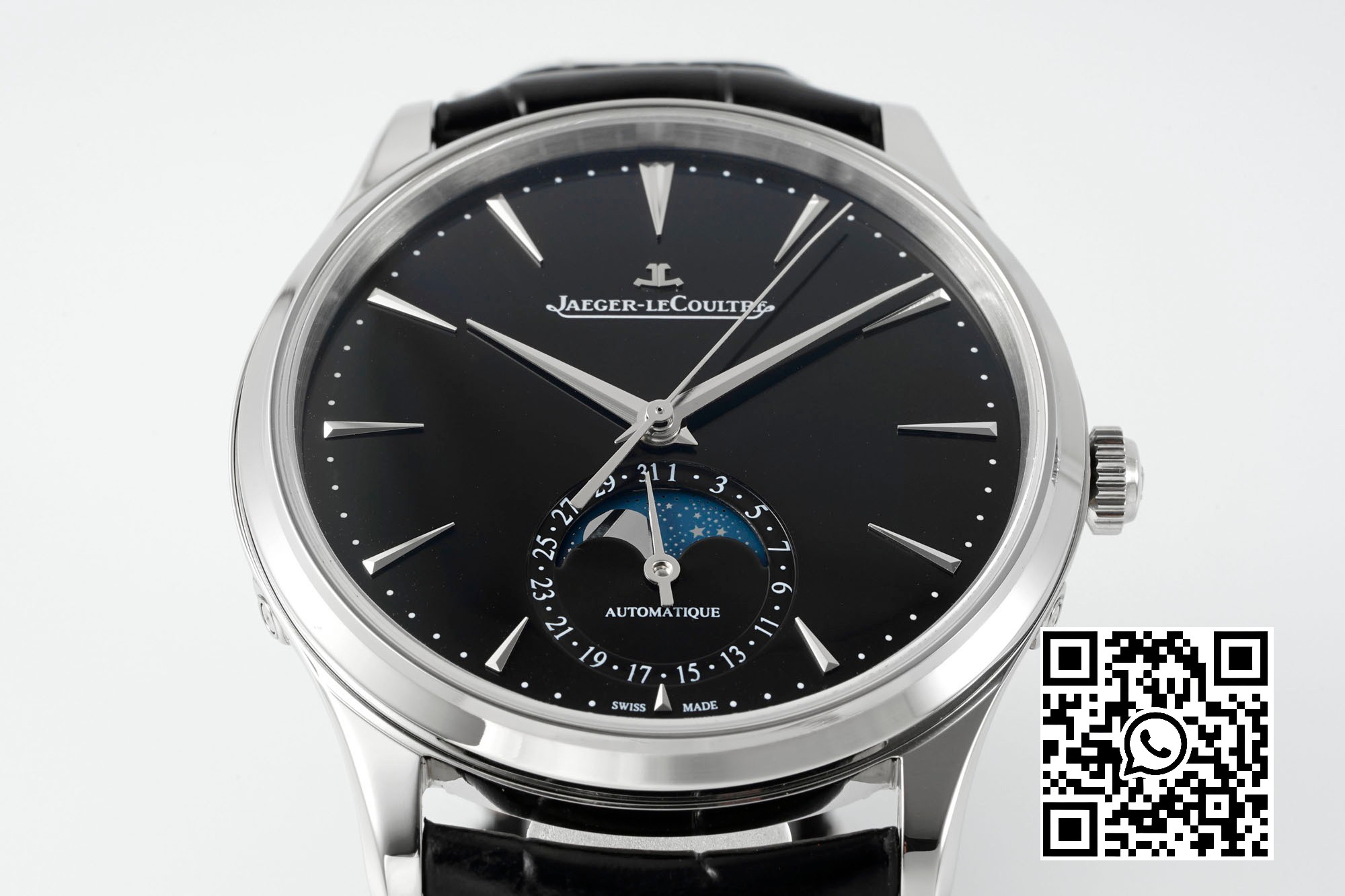 Jaeger-LeCoultre Master Ultra Thin Moon 1368471 SS APS Factory 1:1 Best Edition Black Dial