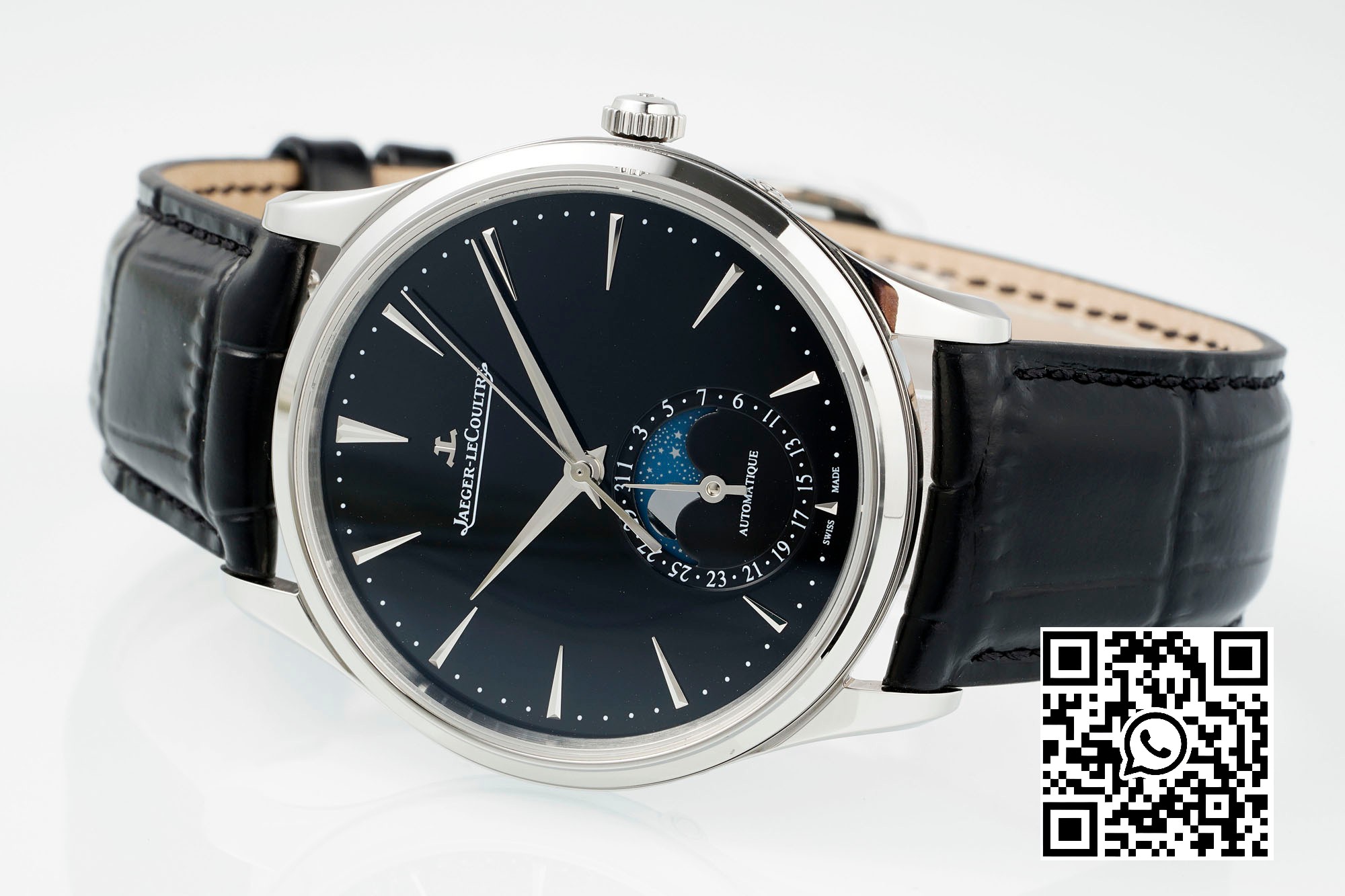 Jaeger-LeCoultre Master Ultra Thin Moon 1368471 SS APS Factory 1:1 Best Edition Black Dial