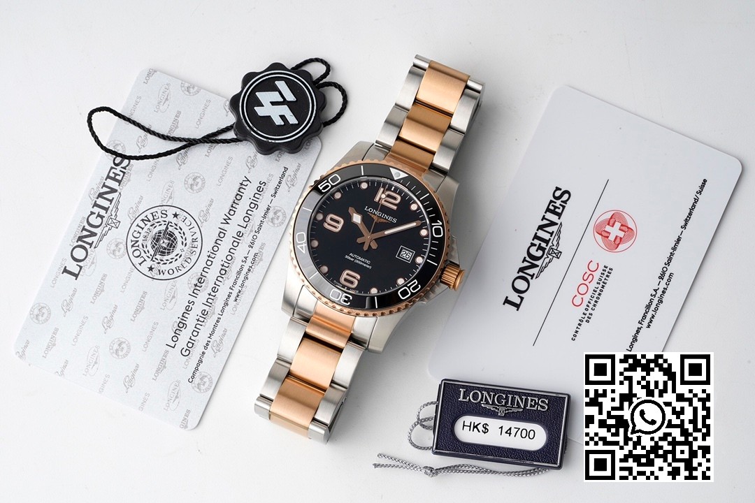 Longines Conquest L3.781.3.58.7 SS/RG Black Ceramic Bezel SS ZF Factory 1:1 Best Edition Black Dial