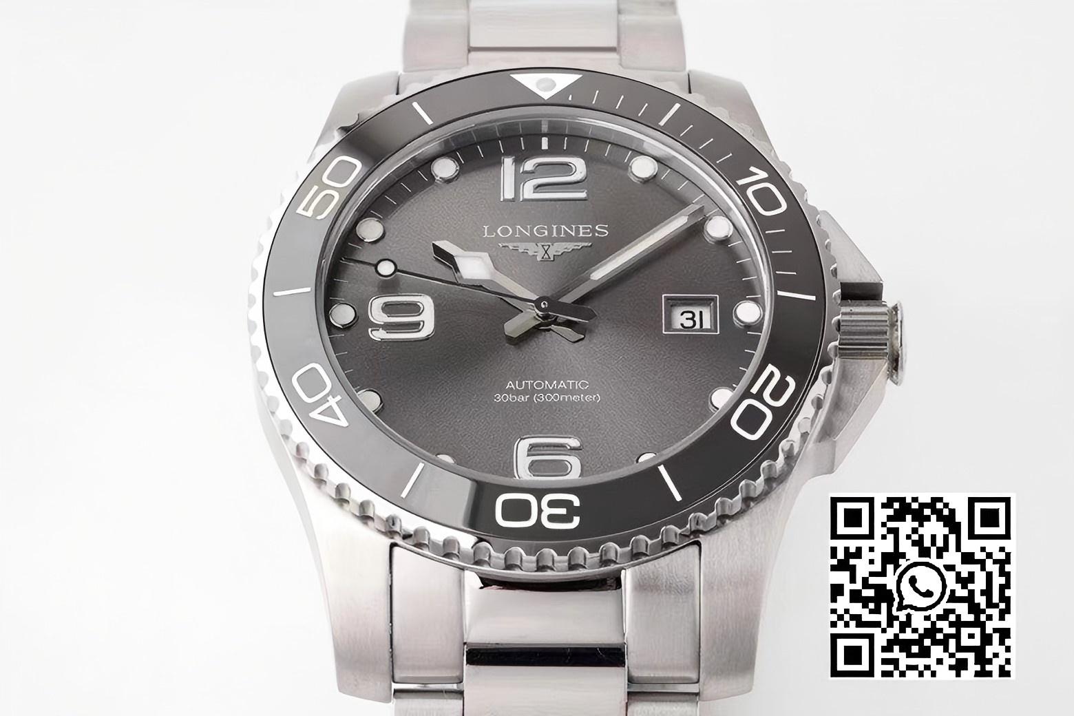 Longines Conquest L3.781.4.06.6 Grey Ceramic Bezel SS ZF Factory 1:1 Best Edition Grey Dial