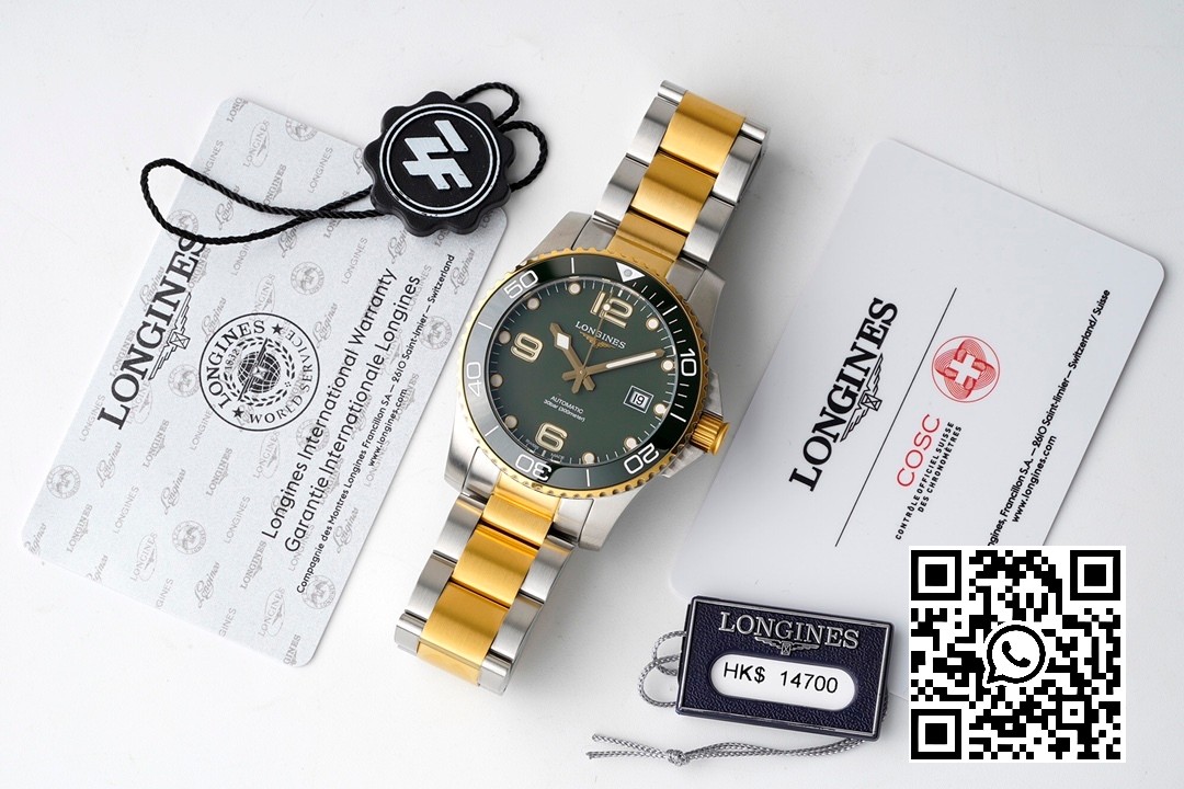 Longines Conquest L3.781.3.06.7 SS/YG Green Ceramic Bezel SS ZF Factory 1:1 Best Edition Green Dial