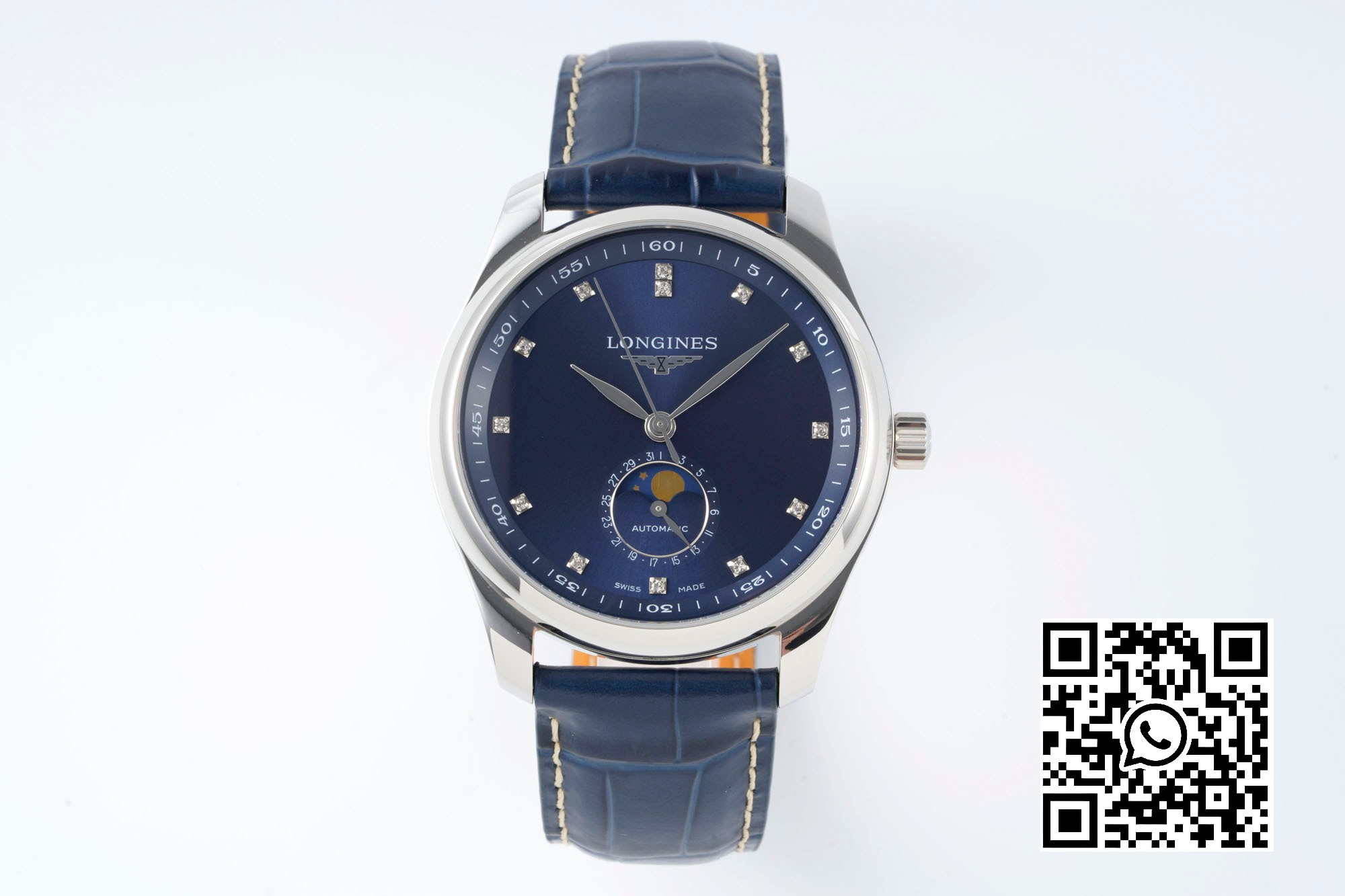 Longines Master Moonphase SS APS Factory 1:1 Best Edition Blue Diamonds Dial