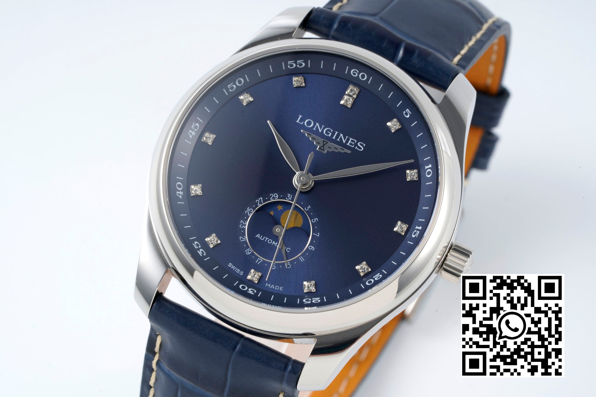 Longines Master Moonphase SS APS Factory 1:1 Best Edition Blue Diamonds Dial