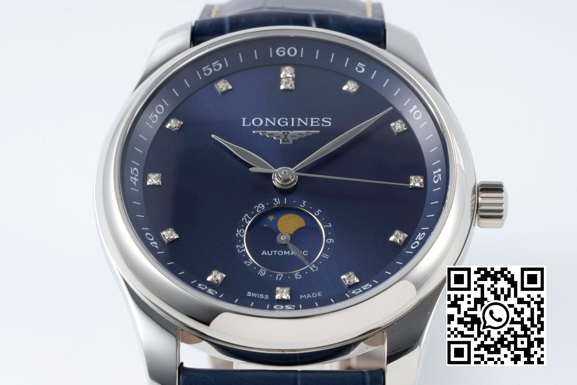 Longines Master Moonphase SS APS Factory 1:1 Best Edition Blue Diamonds Dial