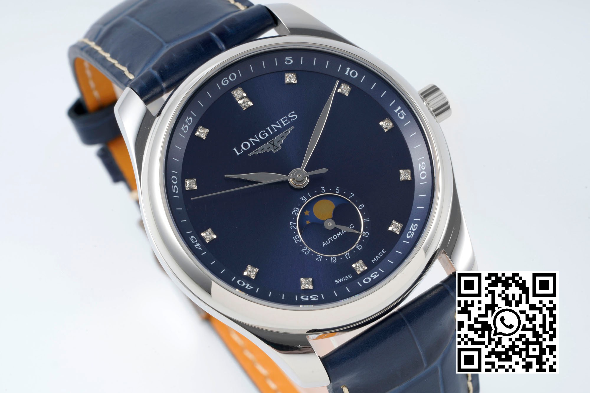 Longines Master Moonphase SS APS Factory 1:1 Best Edition Blue Diamonds Dial