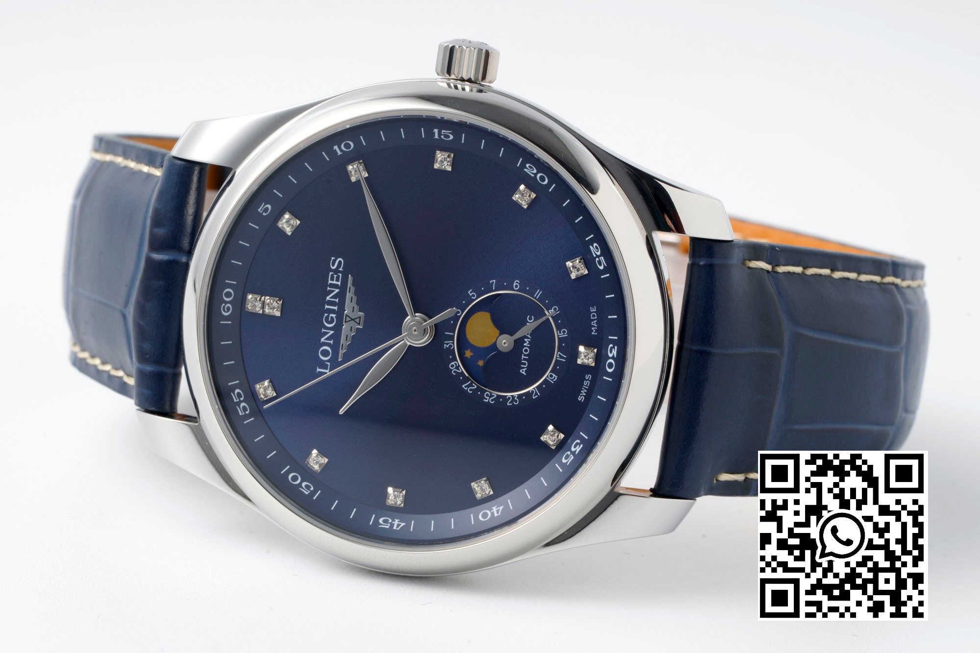 Longines Master Moonphase SS APS Factory 1:1 Best Edition Blue Diamonds Dial