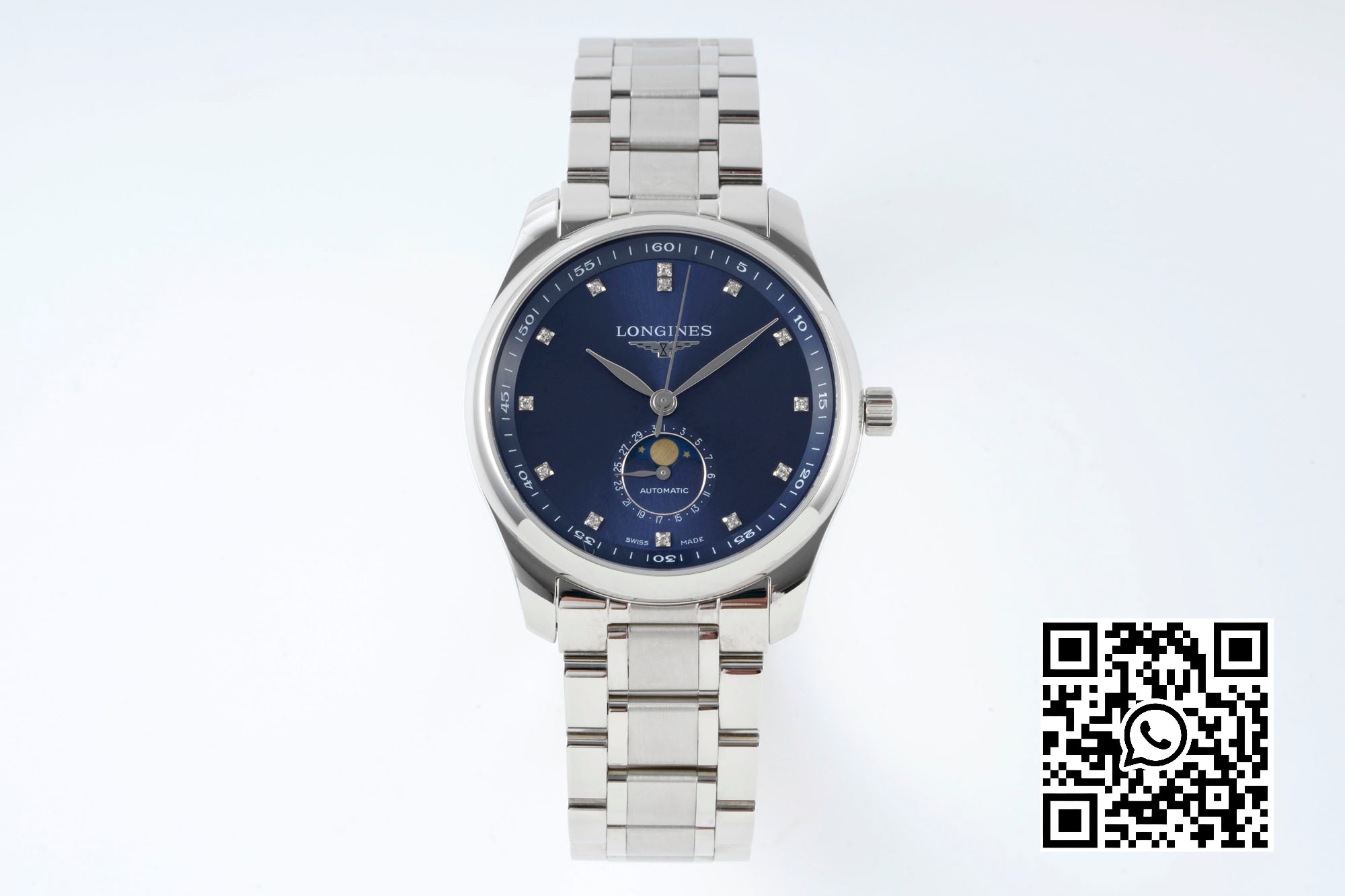 Longines Master Moonphase SS APS Factory 1:1 Best Edition Blue Diamonds Dial