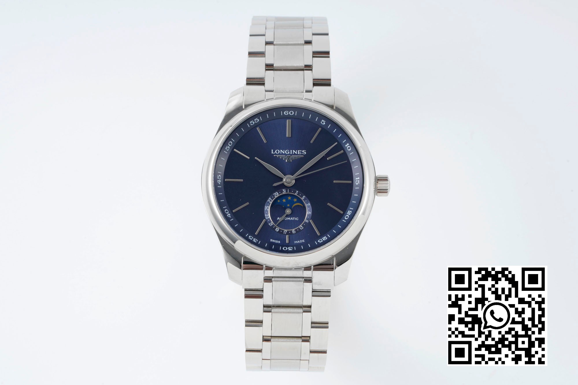 Longines Master Moonphase SS APS Factory 1:1 Best Edition Blue Stick Dial