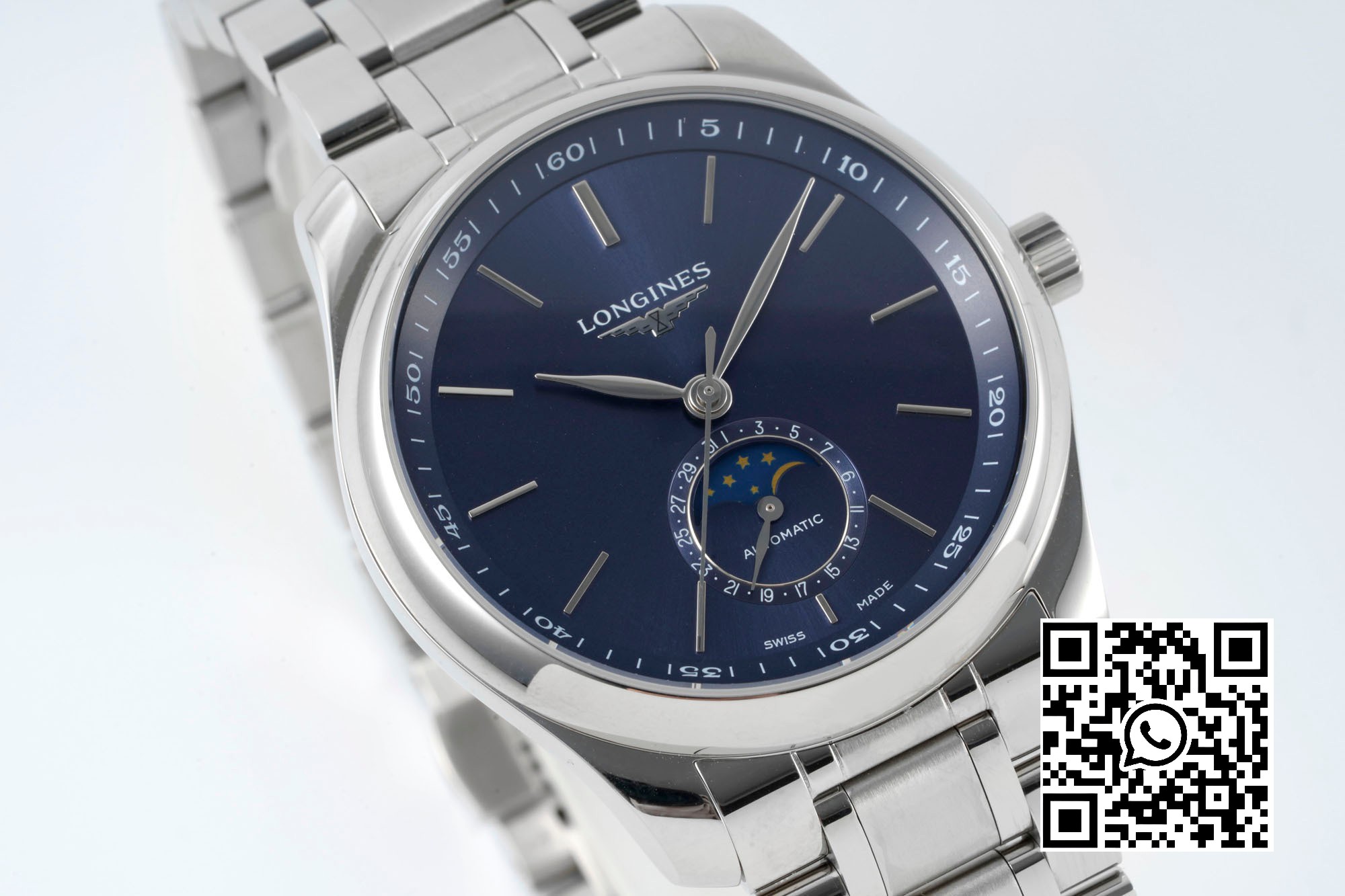 Longines Master Moonphase SS APS Factory 1:1 Best Edition Blue Stick Dial