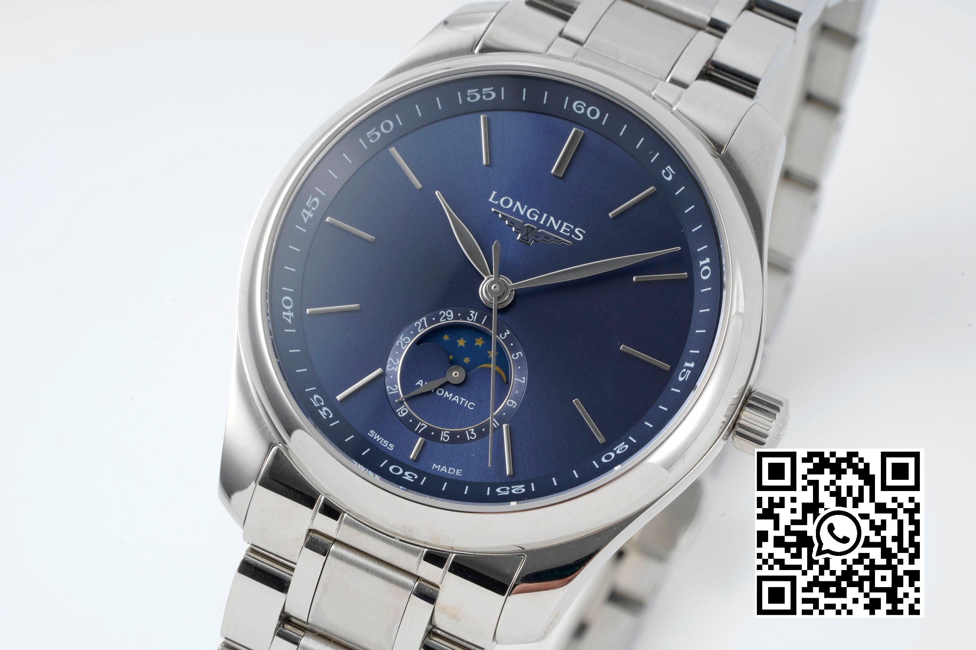 Longines Master Moonphase SS APS Factory 1:1 Best Edition Blue Stick Dial