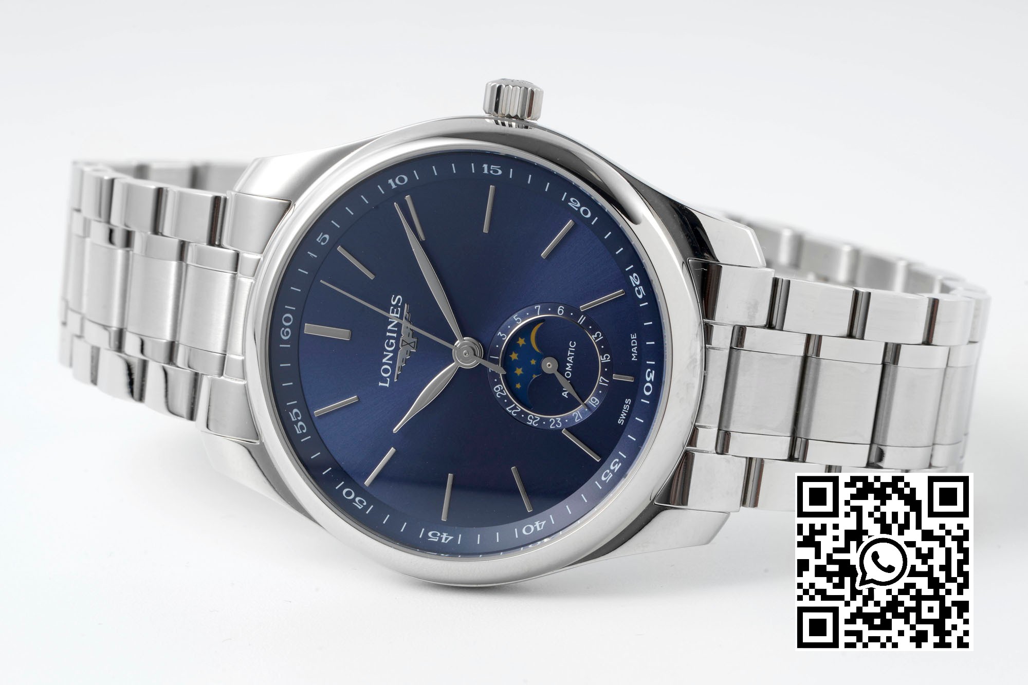 Longines Master Moonphase SS APS Factory 1:1 Best Edition Blue Stick Dial