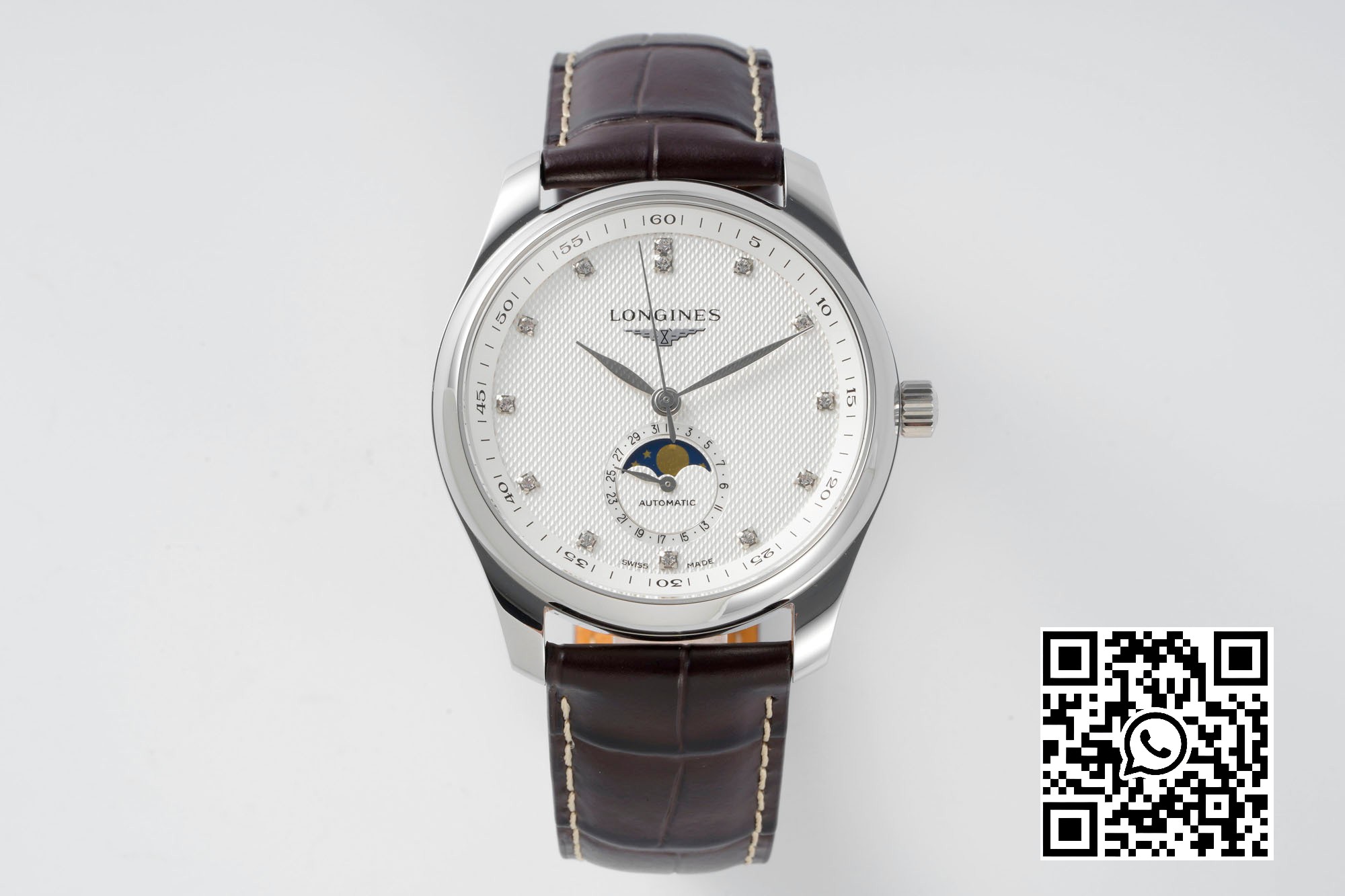 Longines Master Moonphase SS APS Factory 1:1 Best Edition White Diamonds Dial