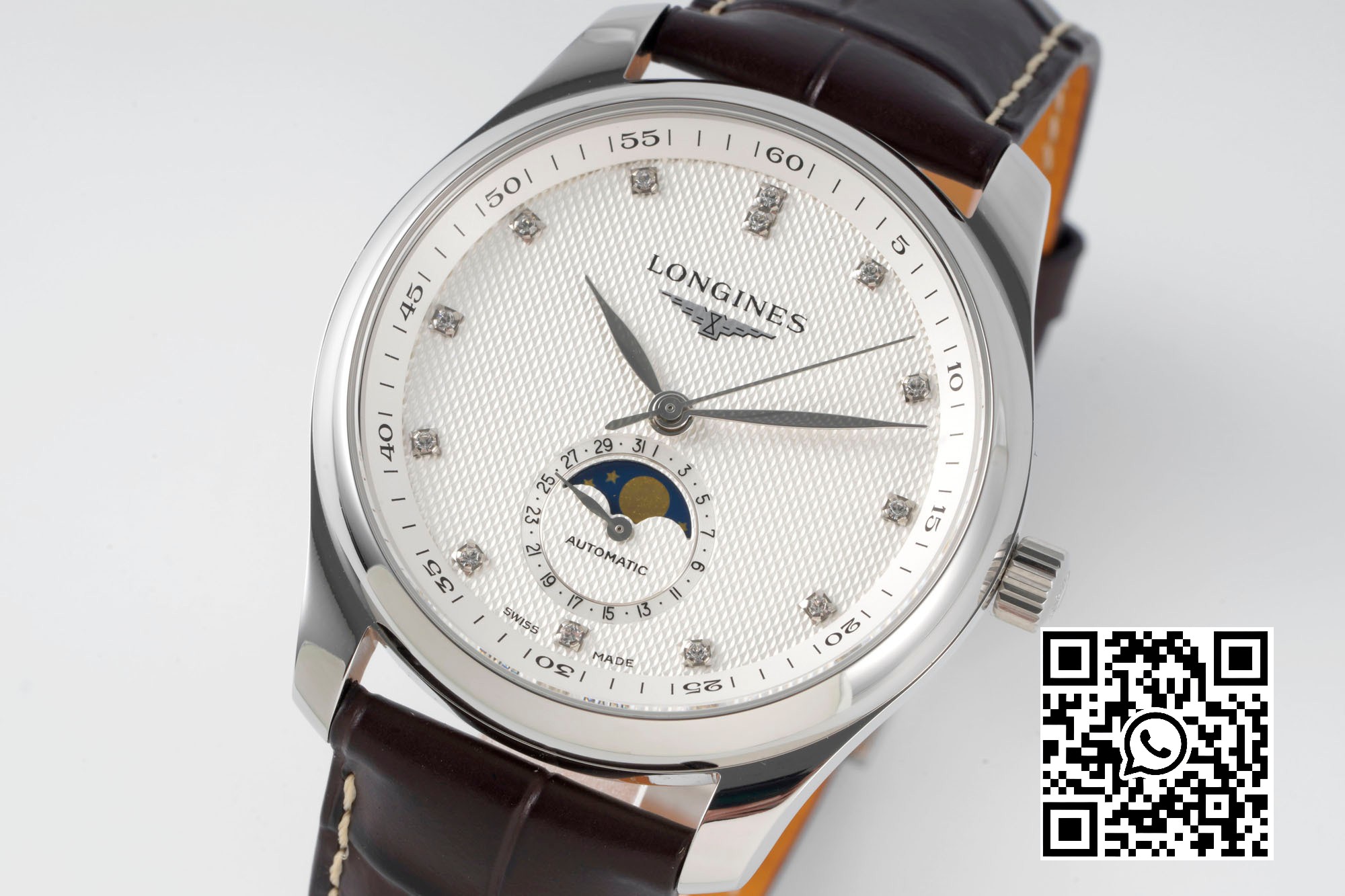 Longines Master Moonphase SS APS Factory 1:1 Best Edition White Diamonds Dial