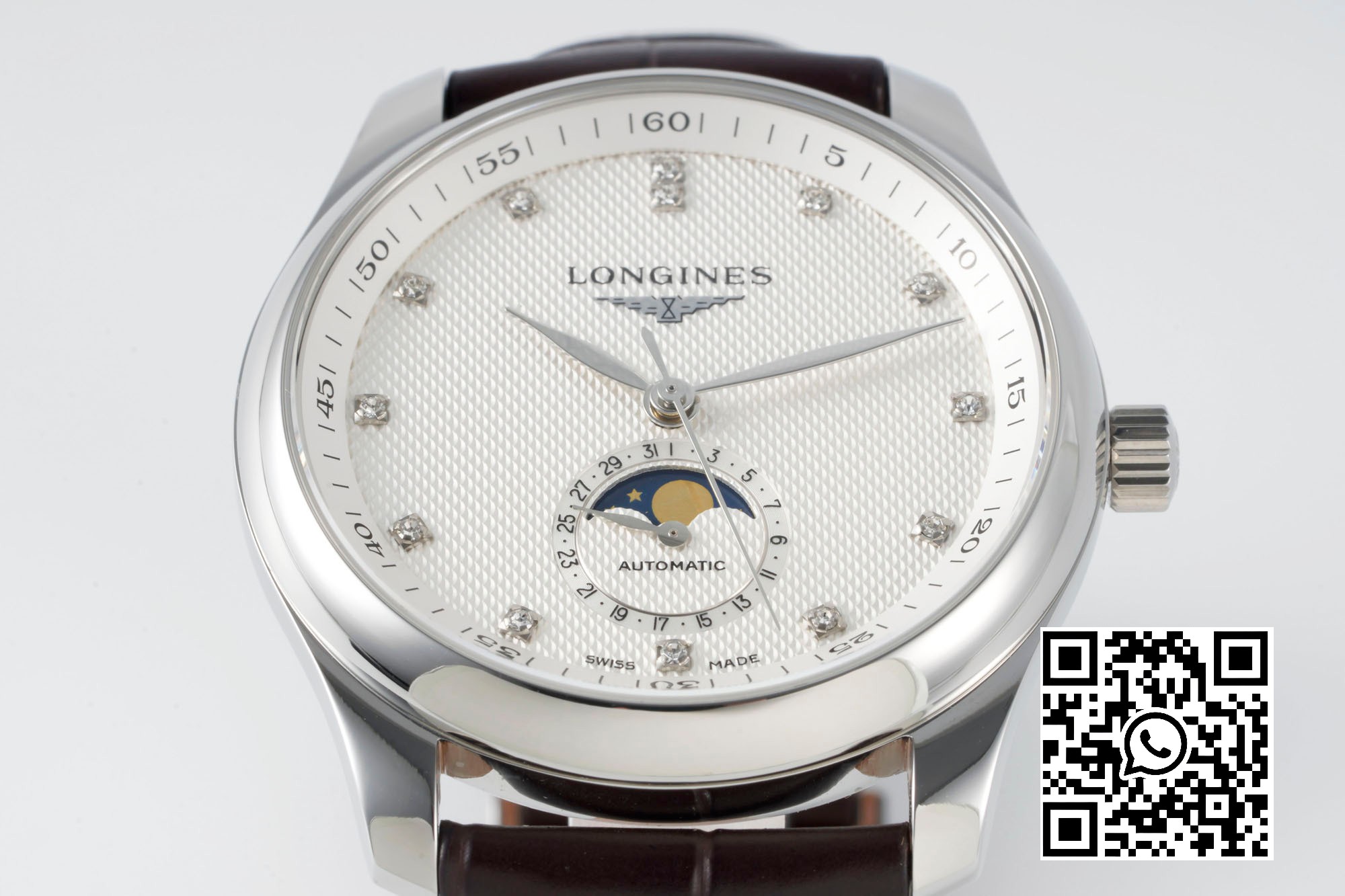 Longines Master Moonphase SS APS Factory 1:1 Best Edition White Diamonds Dial