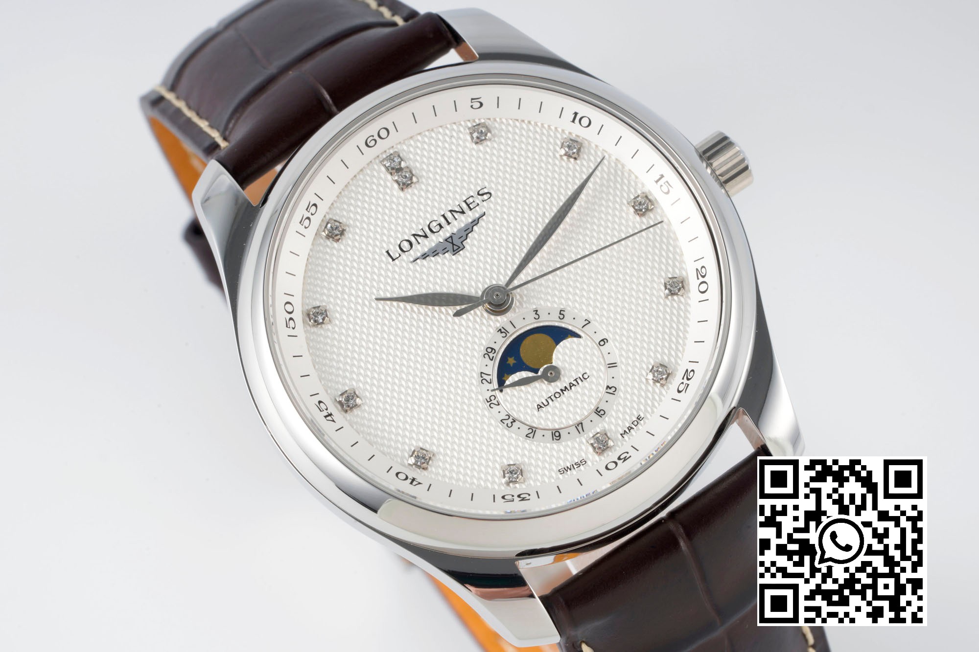 Longines Master Moonphase SS APS Factory 1:1 Best Edition White Diamonds Dial