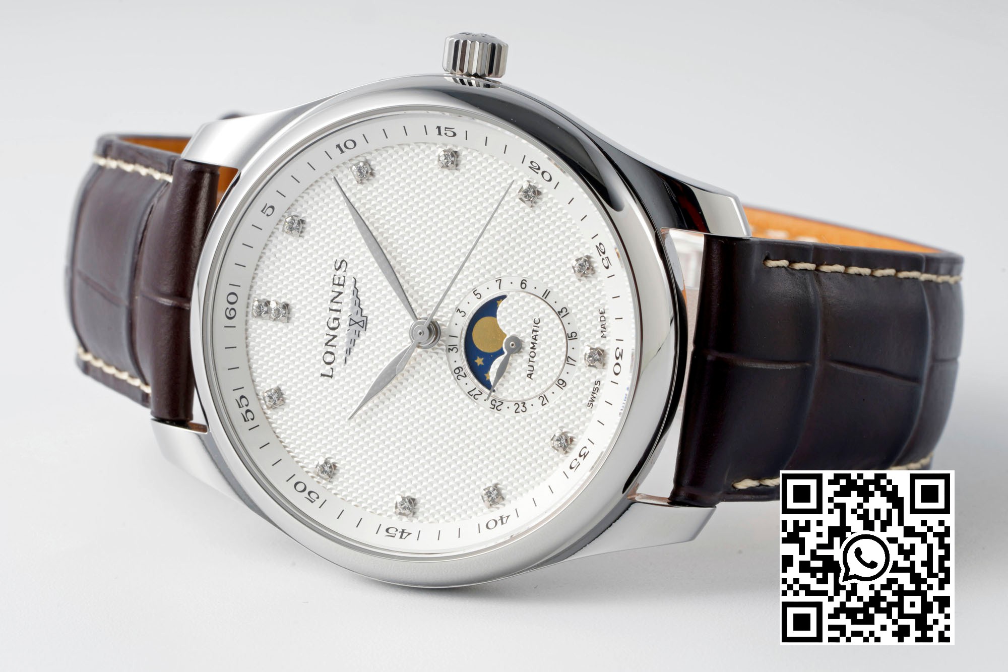 Longines Master Moonphase SS APS Factory 1:1 Best Edition White Diamonds Dial