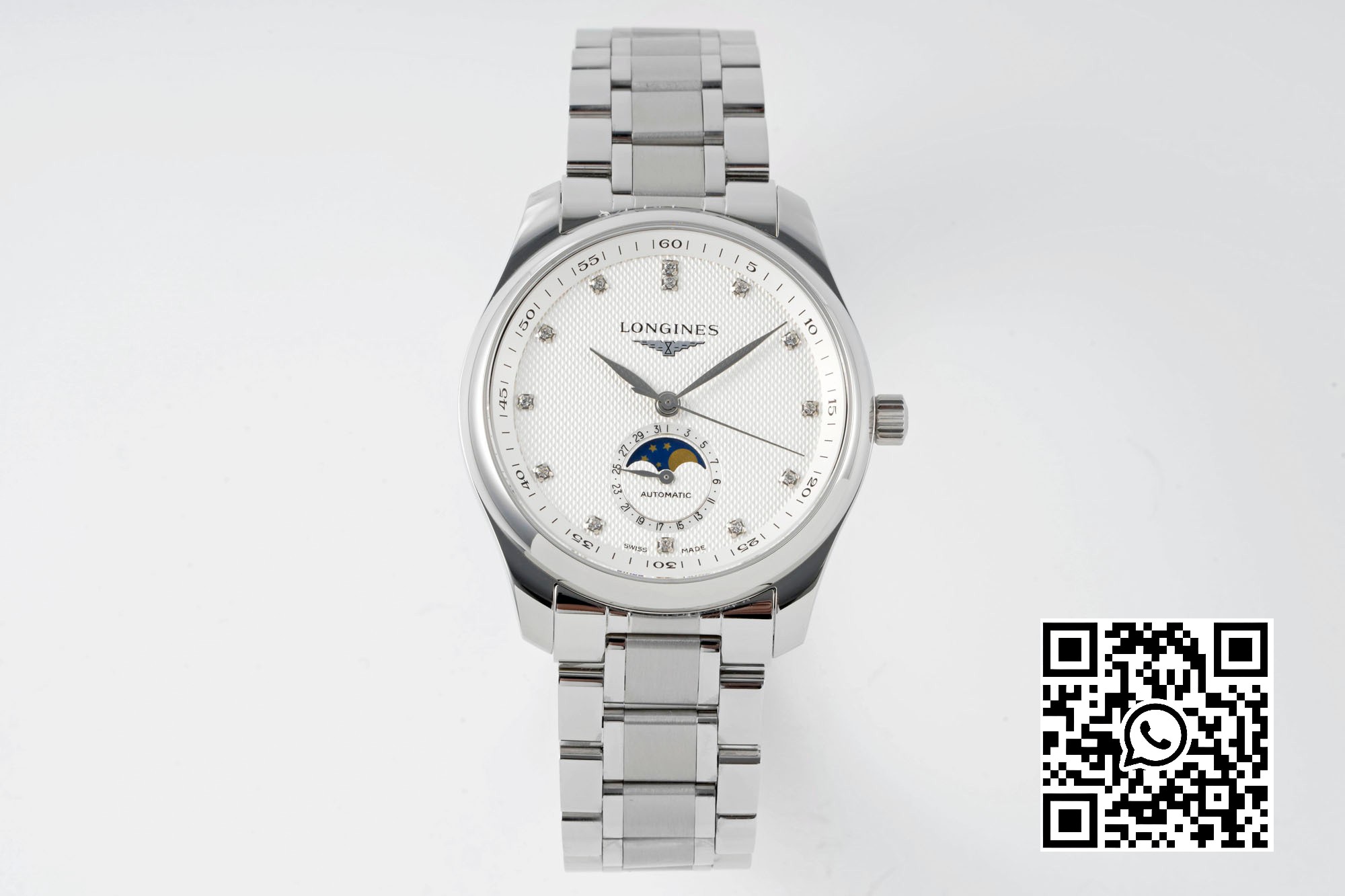 Longines Master Moonphase SS APS Factory 1:1 Best Edition White Diamonds Dial