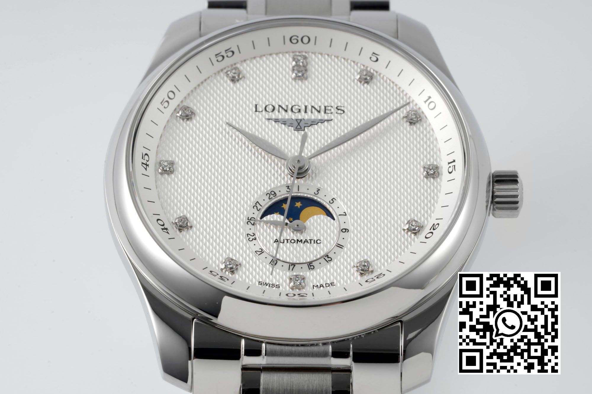 Longines Master Moonphase SS APS Factory 1:1 Best Edition White Diamonds Dial