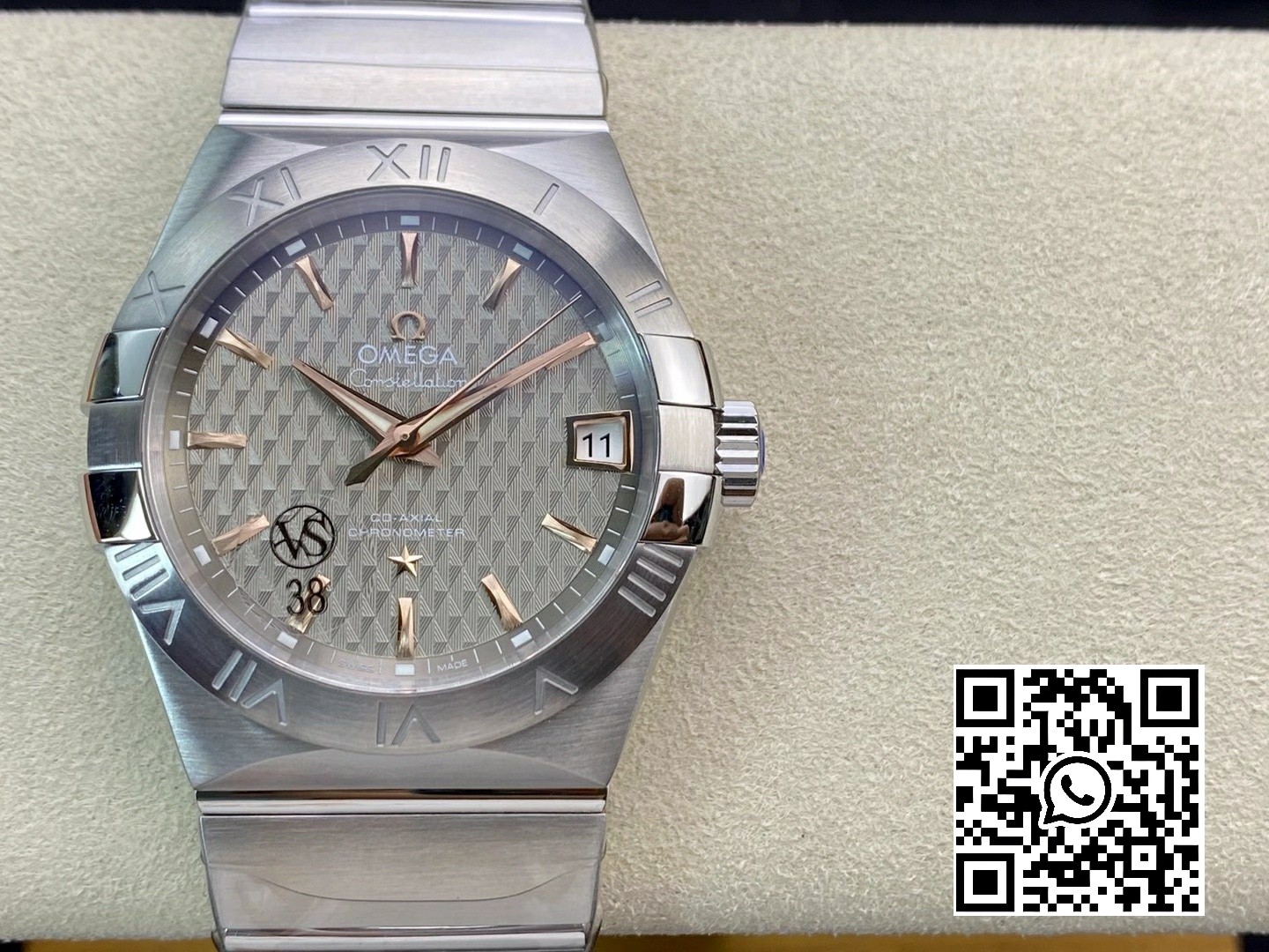 Omega Constellation 38mm SS/RG VS Factory 1:1 Best Edition Gray Textured Dial