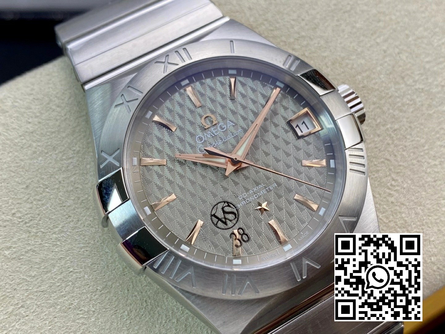 Omega Constellation 38mm SS/RG VS Factory 1:1 Best Edition Gray Textured Dial