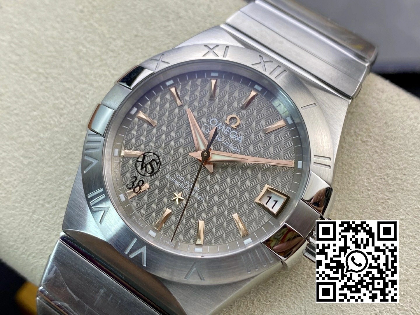 Omega Constellation 38mm SS/RG VS Factory 1:1 Best Edition Gray Textured Dial