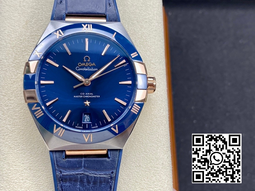 Omega Constellation Black Ceramic SS/RG VS Factory 1:1 Best Edition Blue Dial